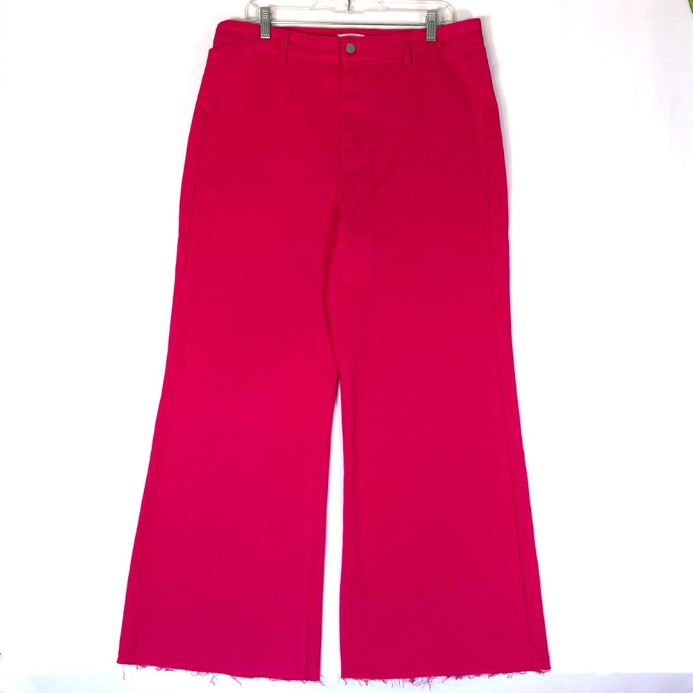 NWT AnnieWear Hot Pink Wide Leg Jeans 3XL Barbiecore Raw Hem Pants
